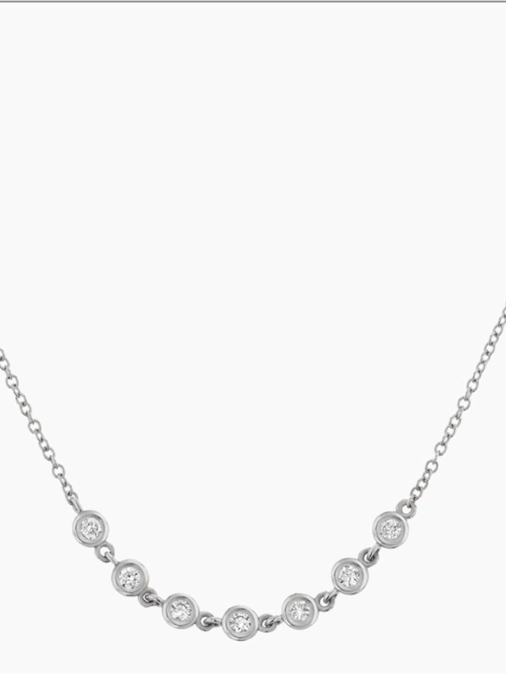 New BabyGold White Gold Diamond Bezel Station Necklace 16-18 adjustable